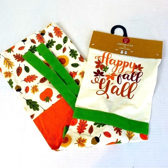 Set Of 3 Fall Kitchen Towels And Apron 27” x 24” - Picture 2 of 5